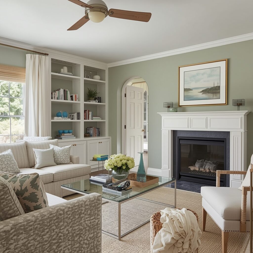 Sage green living room