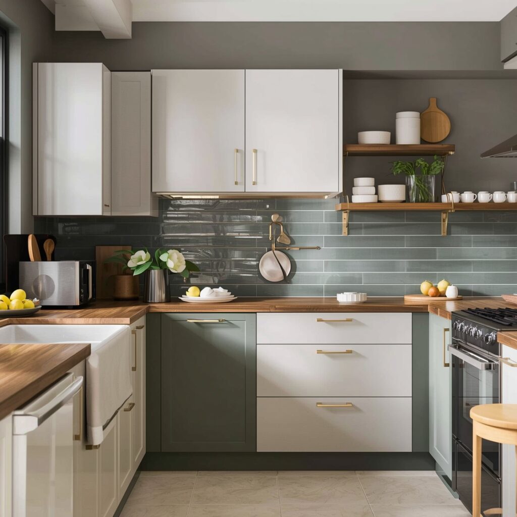 Two-toned kitchen cabinet color